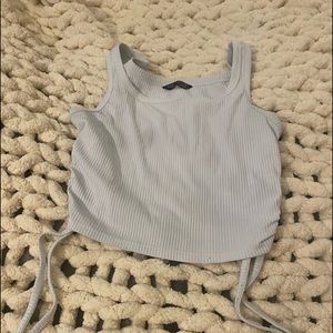 womens white tie on the sides crop top